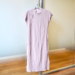 Pink Stripped Qipao Dress - Chinese Traditional Cheongsam